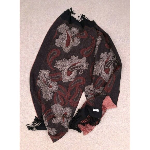 PASHMINA Women's Designer Poncho Scarf Vintage 80% Cashmere 20% Silk Shawl Wrap  - Picture 1 of 6